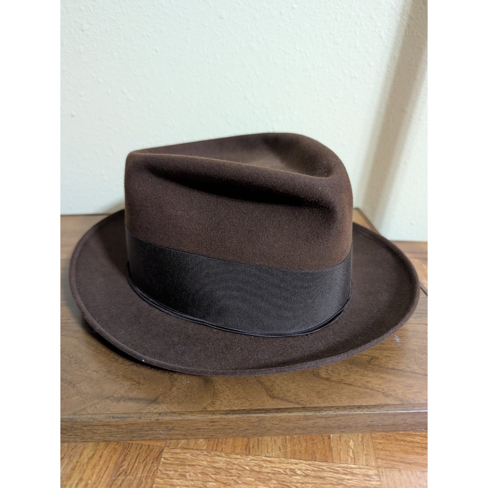 Borsalino Men's Torino Fur Felt Fedora Dark Brown Bulgaro Hat Italy Size 7 Cap - Picture 2 of 8